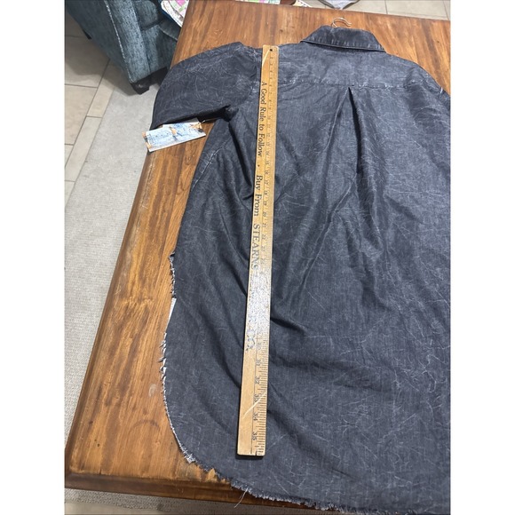 Thrill Jeans Stonewashed Denim Dress Sz 2x Long Back Raw Edge Thrashed New Tags - Picture 9 of 11